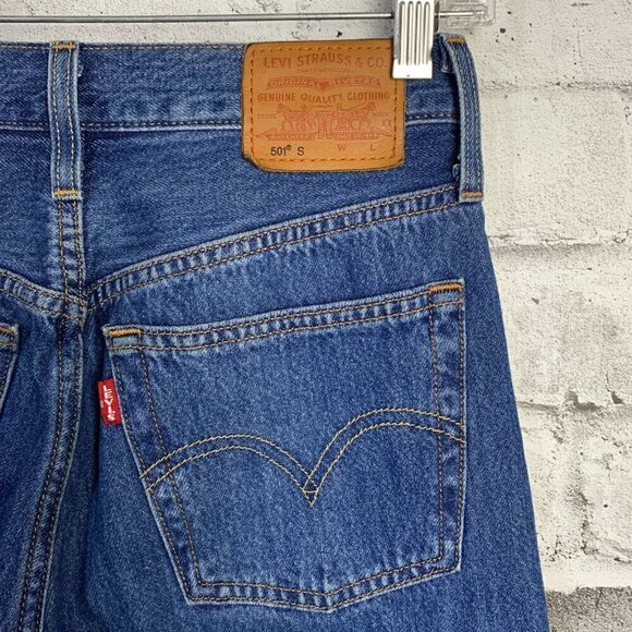 Levi's 501 Distressed Denim Straight Leg Jeans - Picture 7 of 12